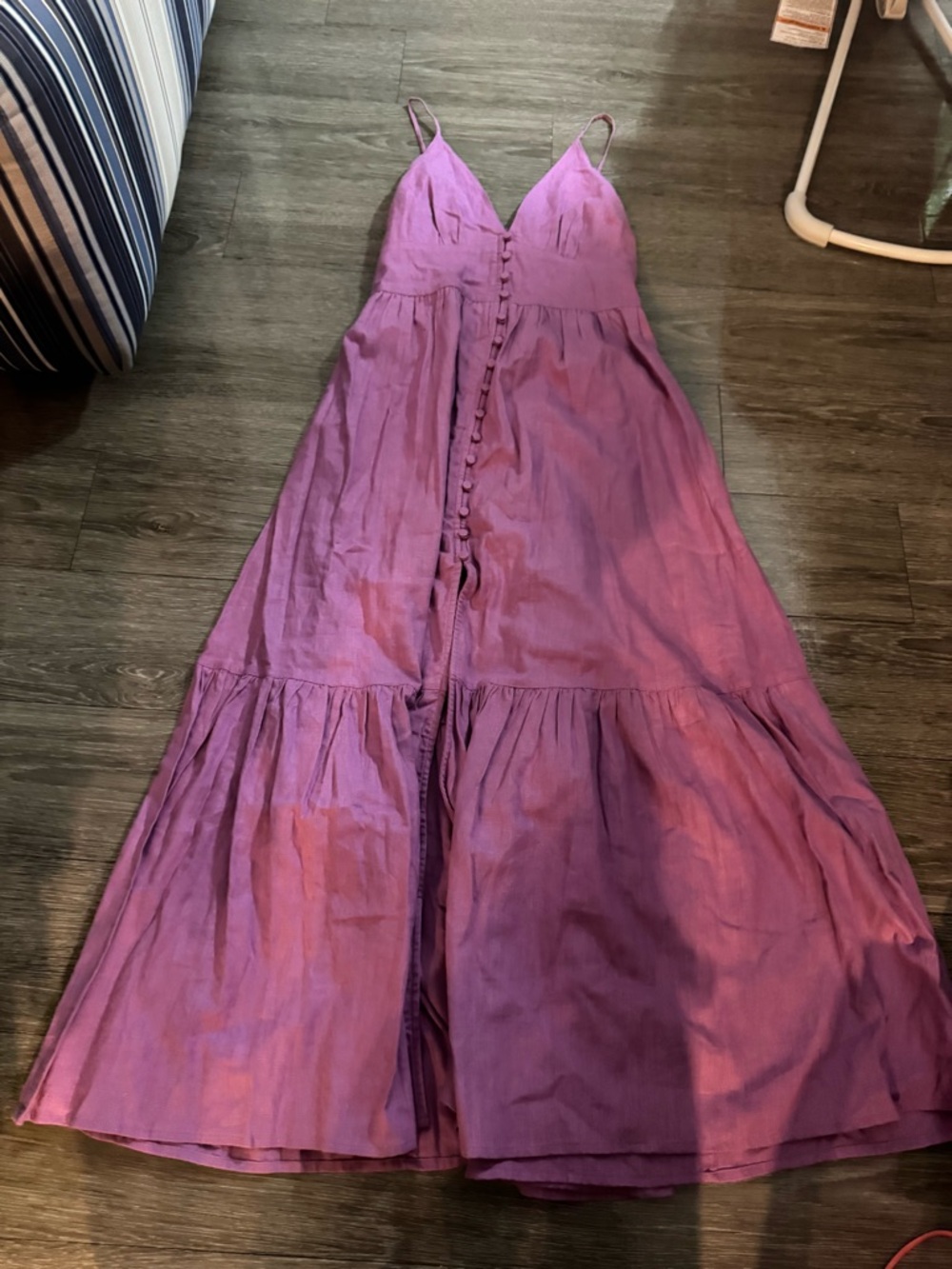 Abercrombie & Fitch Lavender-Purple Button-Front Spaghetti-Strap Maxi Dress